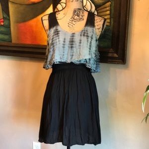 Black Gray Tie Dye Racerback Dress Small
